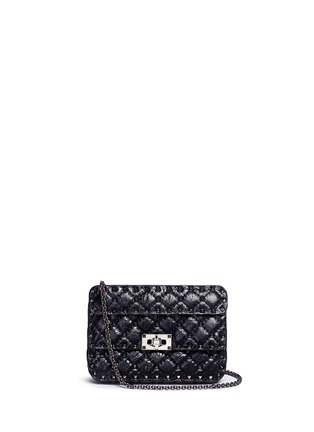 Main View - Click To Enlarge - VALENTINO GARAVANI - 'ROCKSTUD SPIKE' SMALL QUILTED LEATHER CROSSBODY BAG