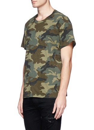 Front View - Click To Enlarge - AMIRI - Distressed camouflage print T-shirt