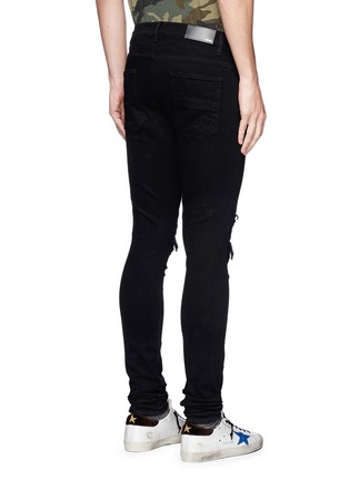 Back View - Click To Enlarge - AMIRI - 'MX1' leather patch ripped skinny jeans