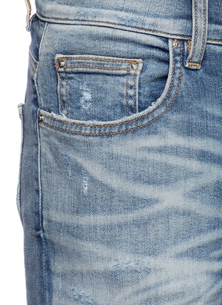 Detail View - Click To Enlarge - AMIRI - 'MX1' leather patch ripped skinny jeans