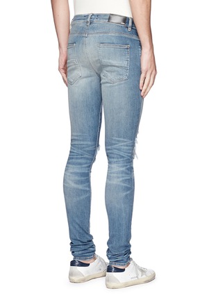 Back View - Click To Enlarge - AMIRI - 'MX1' leather patch ripped skinny jeans