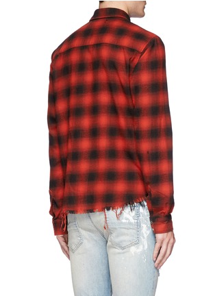 Back View - Click To Enlarge - AMIRI - Frayed hem check plaid flannel shirt