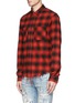 Front View - Click To Enlarge - AMIRI - Frayed hem check plaid flannel shirt