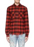 Main View - Click To Enlarge - AMIRI - Frayed hem check plaid flannel shirt