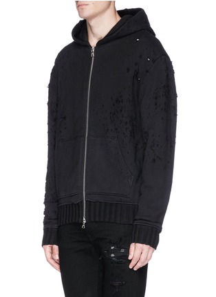 Front View - Click To Enlarge - AMIRI - Distressed zip hoodie