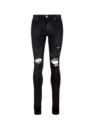 Main View - Click To Enlarge - AMIRI - 'Thrasher' waxed slim fit ripped jeans