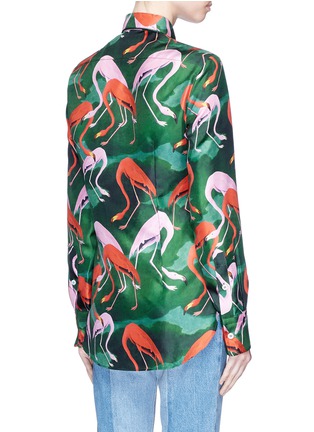 Back View - Click To Enlarge - F.R.S FOR RESTLESS SLEEPERS - Flamingo print collared silk pyjama shirt