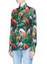 Front View - Click To Enlarge - F.R.S FOR RESTLESS SLEEPERS - Flamingo print collared silk pyjama shirt