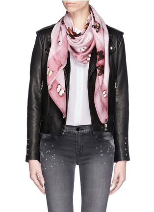 Figure View - Click To Enlarge - GIVENCHY - Butterfly print silk crepe scarf