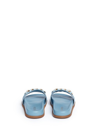 Back View - Click To Enlarge - VALENTINO GARAVANI - Braided curb chain leather slide sandals