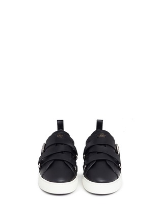 Front View - Click To Enlarge - VALENTINO GARAVANI - 'V-Punk' crisscross strap leather sneakers
