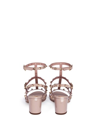 Back View - Click To Enlarge - VALENTINO GARAVANI - 'Rockstud' caged patent leather sandals