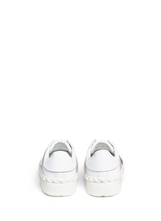 Back View - Click To Enlarge - VALENTINO GARAVANI - 'Rockstud Open' patent panel leather sneakers