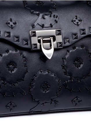  - VALENTINO GARAVANI - Beaded floral patch small leather crossbody bag