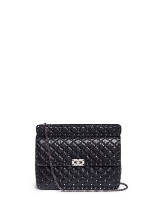 Main View - Click To Enlarge - VALENTINO GARAVANI - ROCKSTUD SPIKE' LARGE QUILTED LEATHER CROSSBODY BAG
