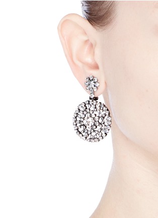 Figure View - Click To Enlarge - KENNETH JAY LANE - Glass crystal floral drop clip earrings