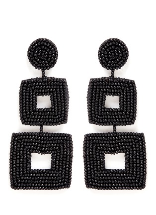 Main View - Click To Enlarge - KENNETH JAY LANE - Seed bead square drop clip earrings
