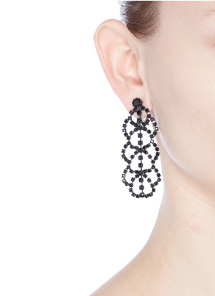 Figure View - Click To Enlarge - KENNETH JAY LANE - Glass crystal lace drop clip earrings