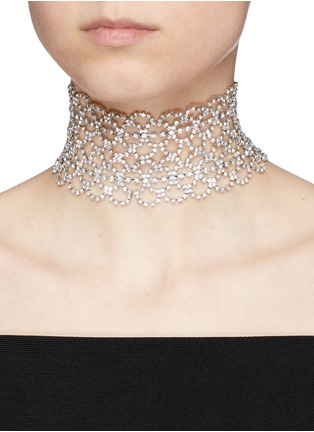 Figure View - Click To Enlarge - KENNETH JAY LANE - Glass crystal lacework choker
