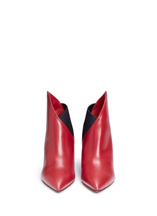 Front View - Click To Enlarge - VALENTINO GARAVANI - Screw heel asymmetric shaft leather boots