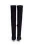 Back View - Click To Enlarge - VALENTINO GARAVANI - Screw heel suede thigh high boots