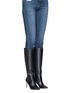 Figure View - Click To Enlarge - VALENTINO GARAVANI - 'Lovestud' embellished knee high leather boots