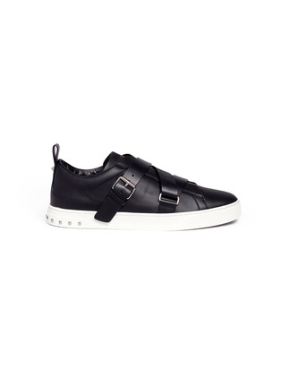 Main View - Click To Enlarge - VALENTINO GARAVANI - 'V-Punk' crisscross strap leather sneakers