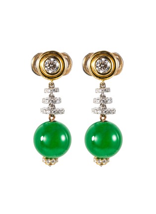 Main View - Click To Enlarge - SAMUEL KUNG - Diamond jade 18k gold earrings