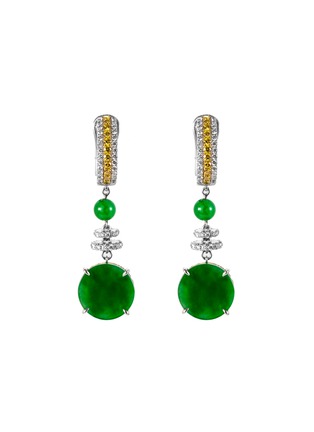 Main View - Click To Enlarge - SAMUEL KUNG - Diamond garnet jade 18k gold earrings