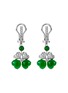 SAMUEL KUNG Diamond jade 18k white gold clover shaped drop earrings