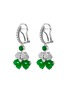 Figure View - Click To Enlarge - SAMUEL KUNG - Diamond jade 18k white gold clover shaped drop earrings