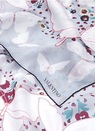 Detail View - Click To Enlarge - VALENTINO GARAVANI - Butterfly floral print silk chiffon scarf