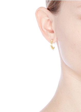 Figure View - Click To Enlarge - BELINDA CHANG - 'First Frost' pearl 18k gold plated small hoop earrings