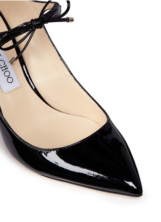 Detail View - Click To Enlarge - JIMMY CHOO - 'Sage 85' double bow patent leather pumps