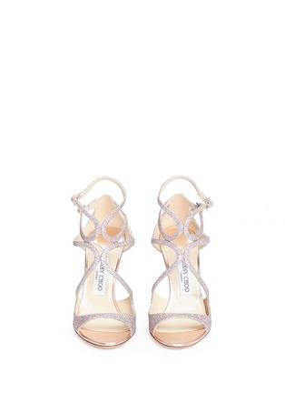 Front View - Click To Enlarge - JIMMY CHOO - 'Lang' glitter strappy sandals
