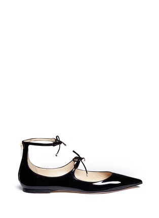 Main View - Click To Enlarge - JIMMY CHOO - 'Sage' double bow patent leather flats