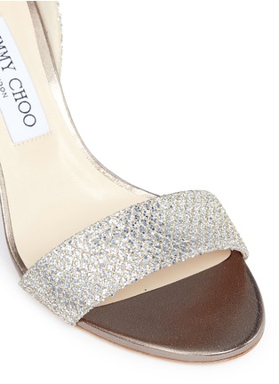 Detail View - Click To Enlarge - JIMMY CHOO - 'Edina 85' sculpted heel glitter sandals
