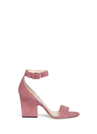 Main View - Click To Enlarge - JIMMY CHOO - 'Edina 85' sculpted heel suede sandals