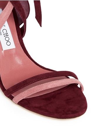 Detail View - Click To Enlarge - JIMMY CHOO - 'Flynn 85' ankle tie suede sandals