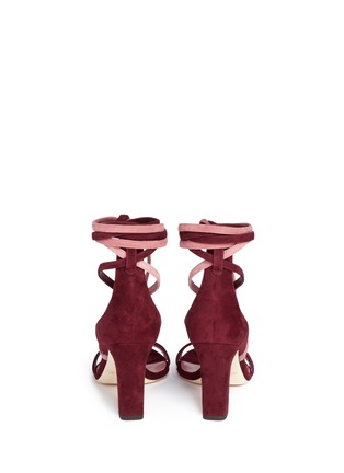 Back View - Click To Enlarge - JIMMY CHOO - 'Flynn 85' ankle tie suede sandals