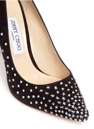 Detail View - Click To Enlarge - JIMMY CHOO - 'Romy 100' star embellished suede pumps