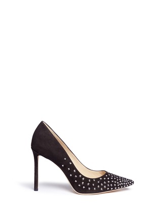 Main View - Click To Enlarge - JIMMY CHOO - 'Romy 100' star embellished suede pumps