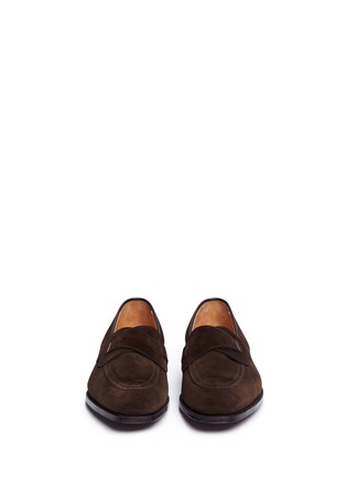 Front View - Click To Enlarge - GEORGE CLEVERLEY - 'Matthew' butterfly vamp suede loafers