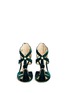 Front View - Click To Enlarge - JIMMY CHOO - 'Krissy 100' Swarovski crystal brooch pleated velvet sandals