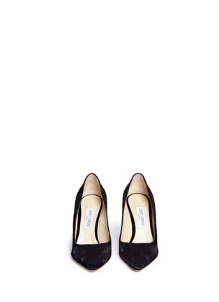 Front View - Click To Enlarge - JIMMY CHOO - 'Romy 85' crushed velvet pumps