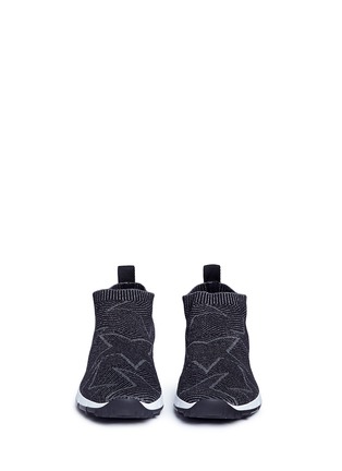 Front View - Click To Enlarge - JIMMY CHOO - 'Norway' star Lurex knit sock sneakers