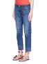 Front View - Click To Enlarge - 72877 - x The Webster flamingo and palm tree embroidered cropped jeans