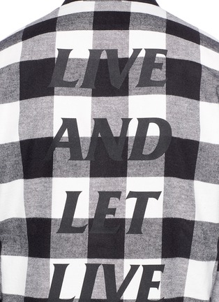 Detail View - Click To Enlarge - NEIL BARRETT - Slogan print gingham check flannel shirt