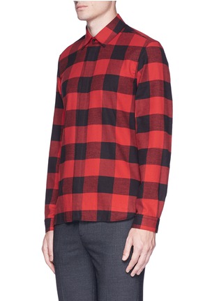 Front View - Click To Enlarge - NEIL BARRETT - Slogan print gingham check flannel shirt