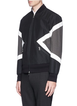 Front View - Click To Enlarge - NEIL BARRETT - 'Modernist' panel waterproof bomber jacket